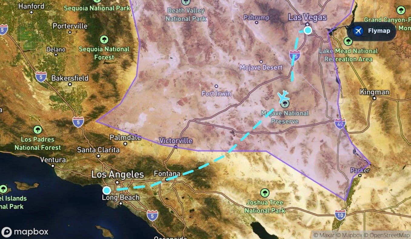 Map highlight of the Great Basin crossed after departure from Las Vegas