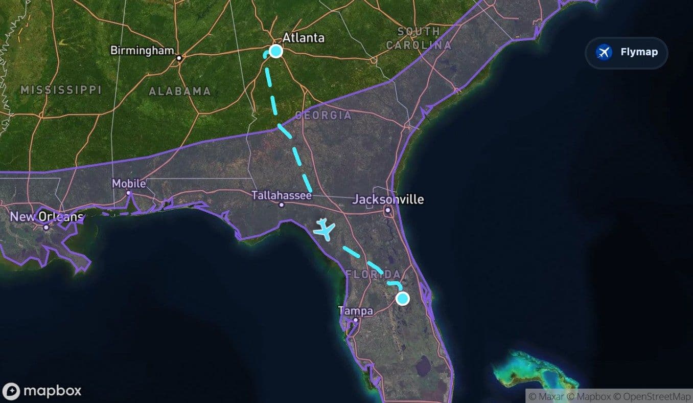 Map highlight of the Atlantic Coastal Plain crossed between Georgia and Florida