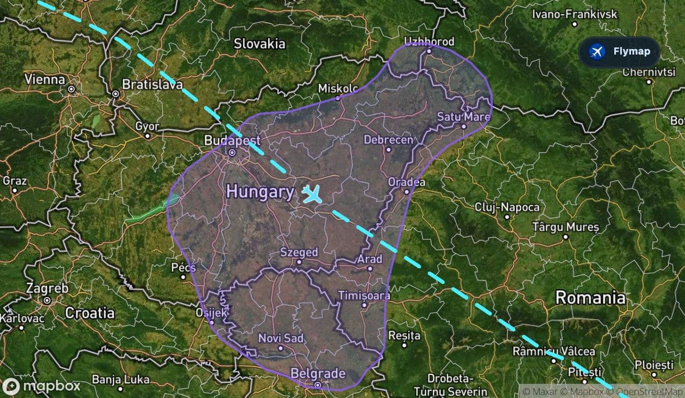 Map highlighting the Great Hungarian Plain before the Romanian border